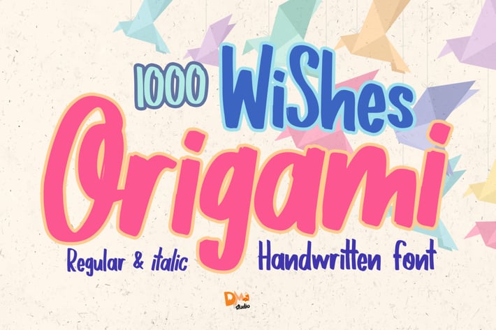 1000 Wishes Origami - Handwritten Font 