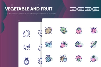 Vegetable and Fruit Icon Pack