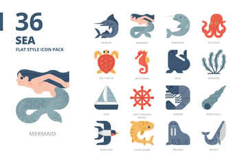 Sea Flat Style Icon Pack