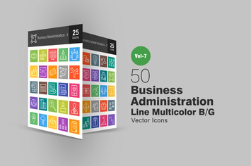 50 Business Administration Line Multicolor Icons