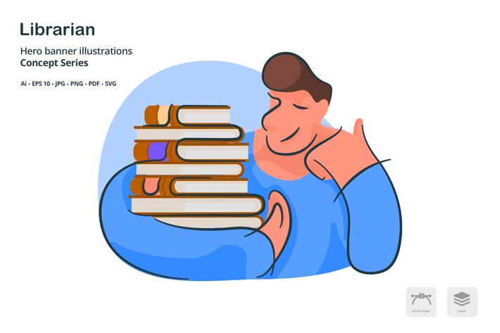Librarian Occupation Vector Illustration
