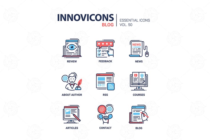 Blog - modern vector line design icons set