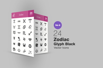 24 Zodiac Glyph Icons