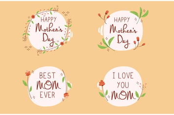 Happy Mother's Day Lettering Badge Illustration
