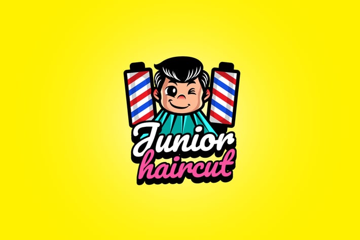 kid haircut - Mascot Logo