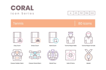 80 Tennis Line Icons