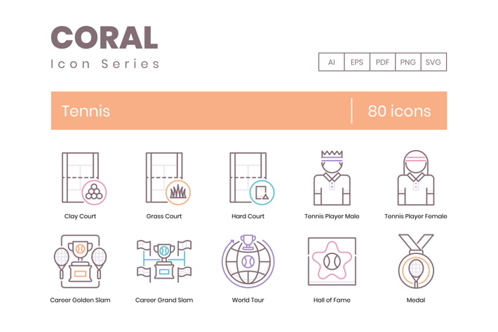 80 Tennis Line Icons