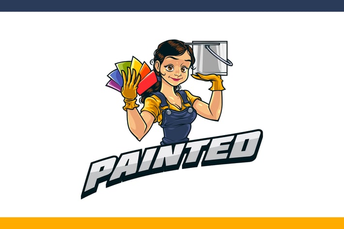 Cartoon Professional Female Painter Mascot Logo