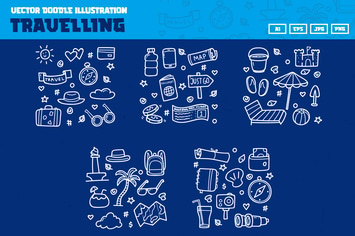 Travel and Vacation doodle collection