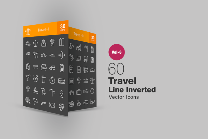 60 Travel Line Inverted Icons