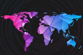 Low poly world map with thin round lines backdrop