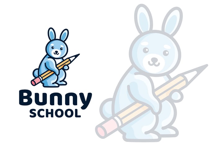 Bunny School Kids Logo Template