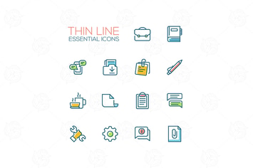 Business, Office - Thin Single Line Icons Set
