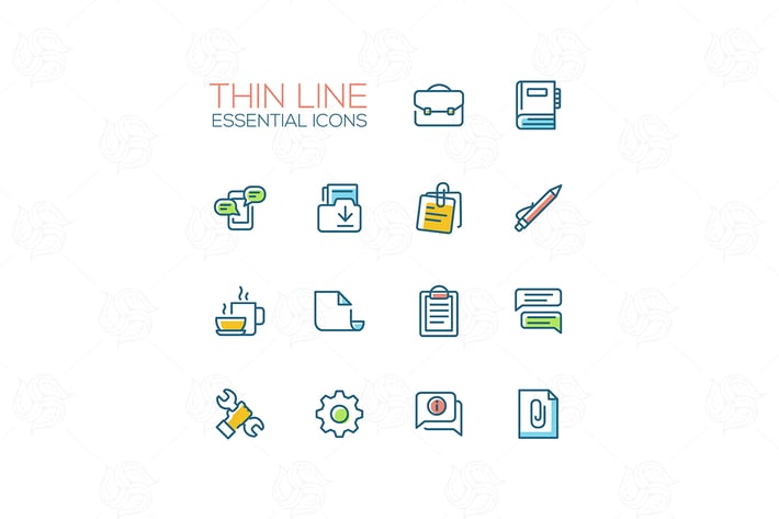 Business, Office - Thin Single Line Icons Set