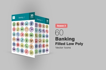 60 Banking Filled Low Poly Icons Season II