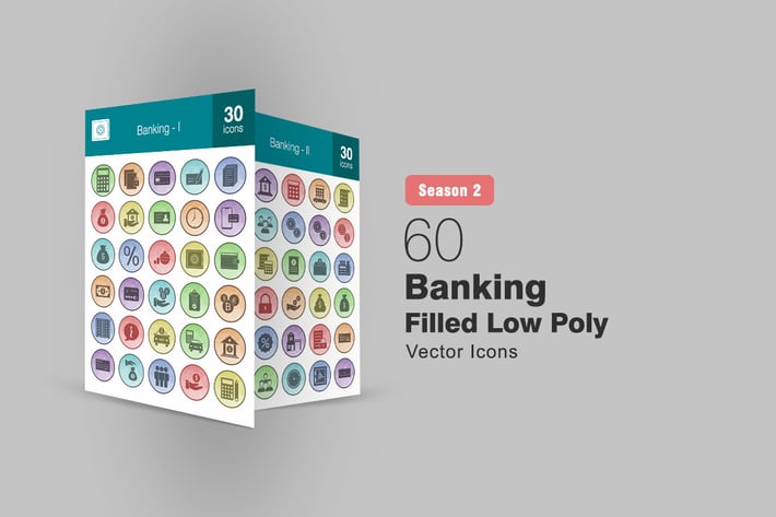 60 Banking Filled Low Poly Icons Season II