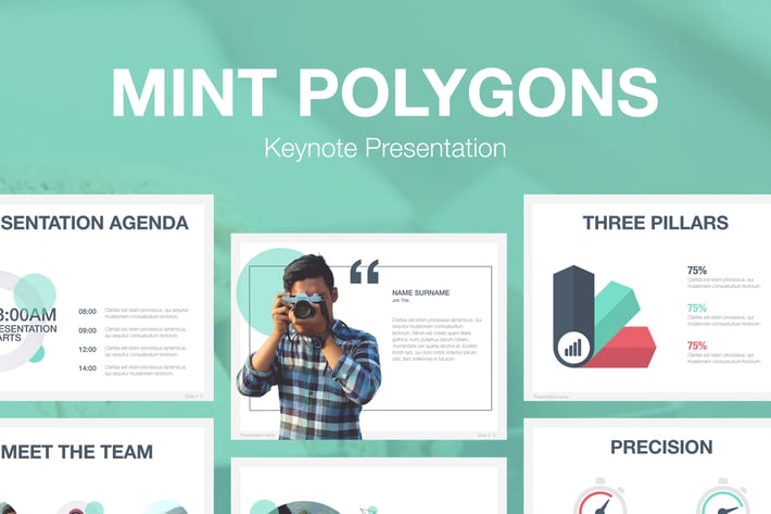 Mint Polygons Keynote Template