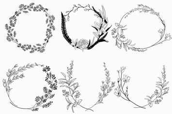 Geometric vector floral wreath. SVG, EPS, PNG.