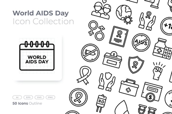 World AIDS Day Outline Icon