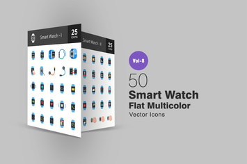 Smart Watch Flat Multicolor  Icons