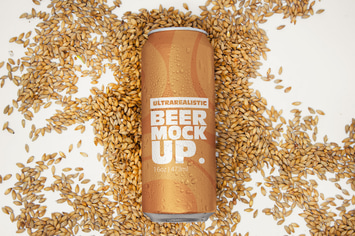 16oz Malt Beer Can Mockup