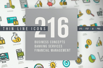 Set of Thin Line Icons for Finance