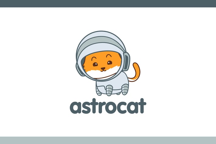 Cartoon Cute Astronaut Cat Mascot Logo