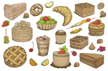 Hand Drawn Desserts Vector Set