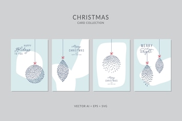 Christmas Greeting Card Vector Set