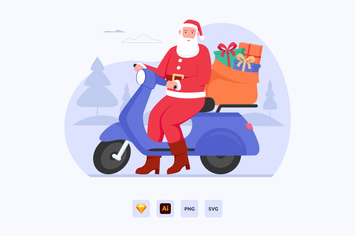 Santa Delivery Vector Illustrations