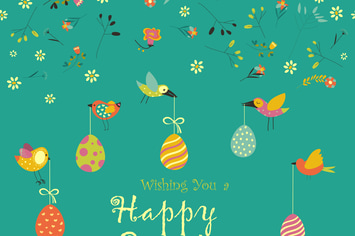 Vector Easter greeting card with decorative eggs 
