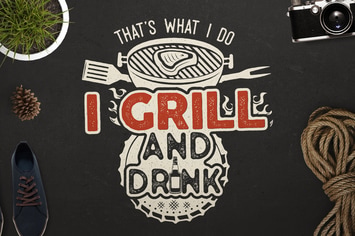 BBQ Print Design for T-Shirt. Retro Barbecue SVG