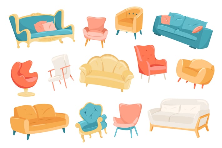 Furniture Isolated Elements Set