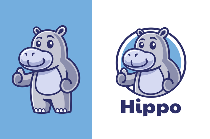 Thumbs up Hippo Mascot Logo Design