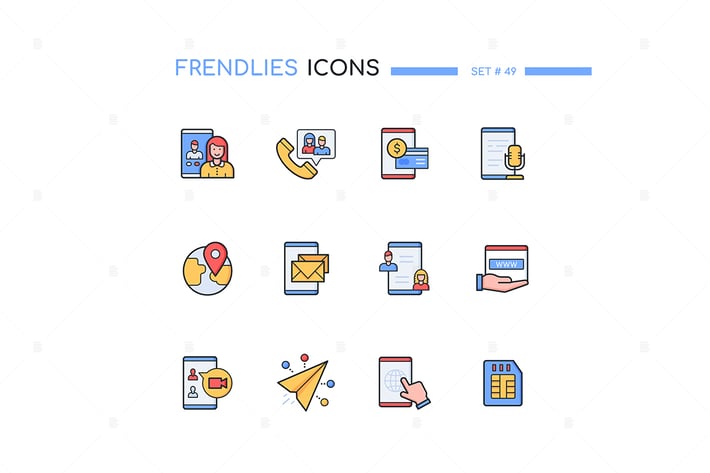 Mobile Network - Modern Line Design Style Icons