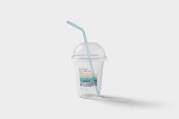 Transparent Plastic Ice Cream Cup Mockups