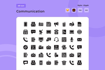Communication Glyph Style Icon Pack