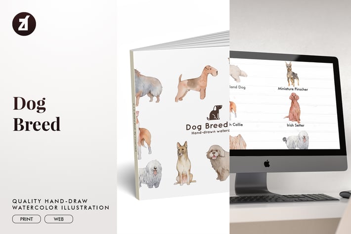 Dog Breed hand-drawn illustration