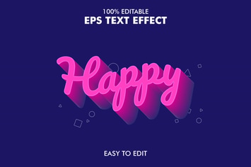 Happy -  Editable 3D Text Effect EPS 