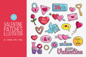 Cute Happy Valentine Patches Vol.1