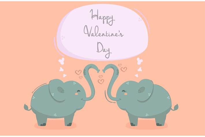 Elephant with Heart Background Illustration