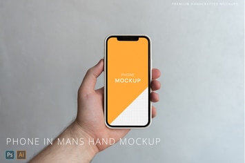 iPhone 12 Pro in Mans Hand Mockup Minimalistic