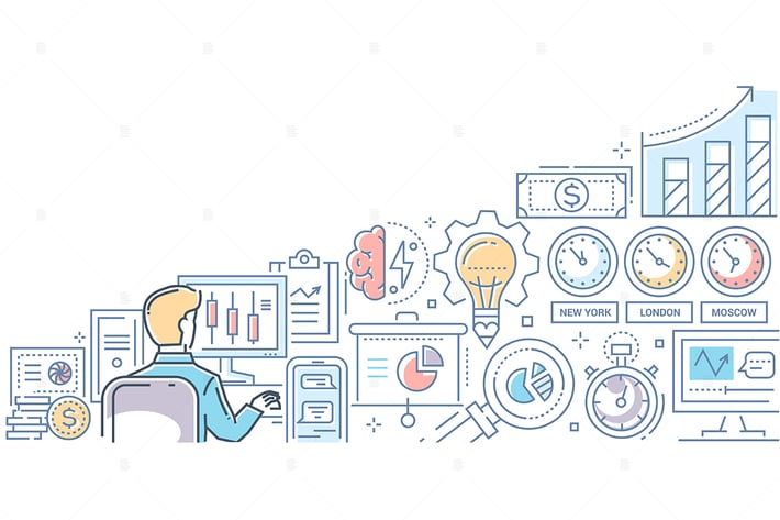 Stock exchange - line design style illustration