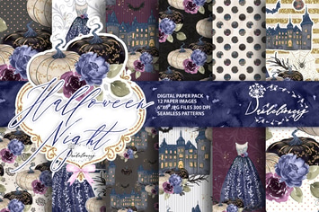 Halloween Night digital paper pack