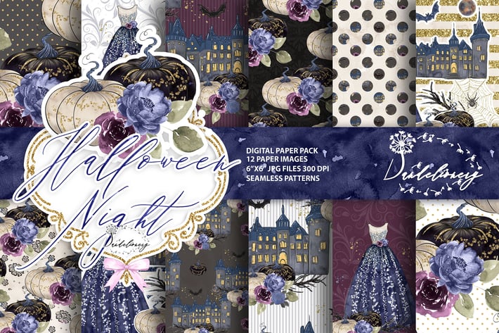 Halloween Night digital paper pack
