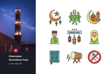 Ramadan Mubarak Illustrations Pack