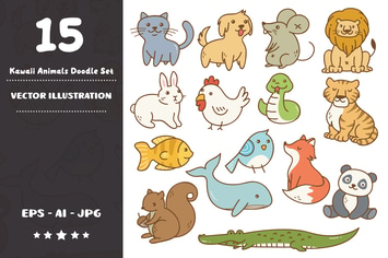 Kawaii Animals Doodle Set