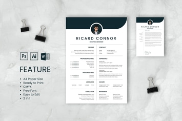 Professional CV And Resume Template Richard