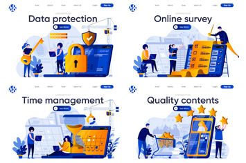 Collection Web Page Flat Concept with People