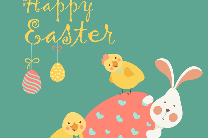Easter bunny,chicken and easter egg. Vector 